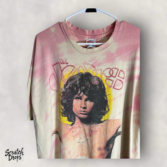 VTG 90s The Doors Jim Morrison Tie Dye T-Shirt XL Hanes Heavyweight USA - Picture 12 of 12